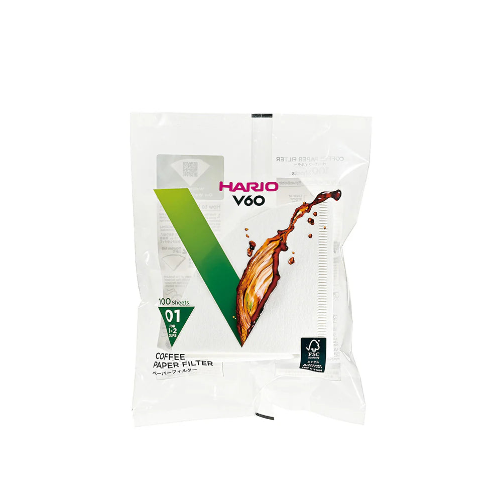 Hario V60 Coffee Filter Papers White x 100 (Bag Pack)