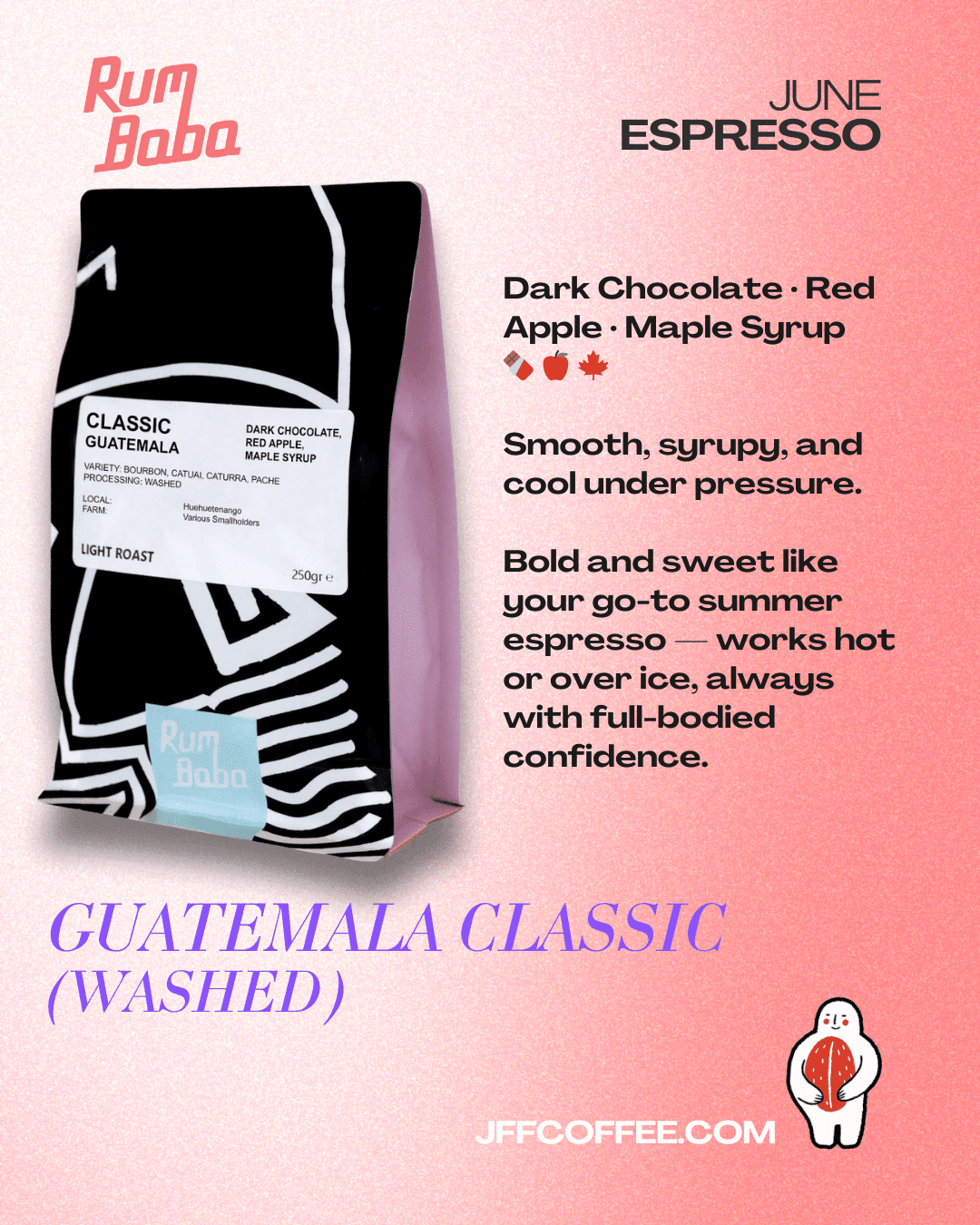 Rum baba: Classic Guatemala (250g) - Espresso - JFF Coffee Co